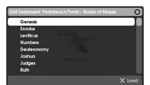Book selection screenshot