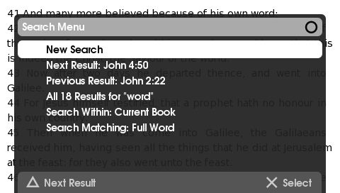 Search menu screenshot